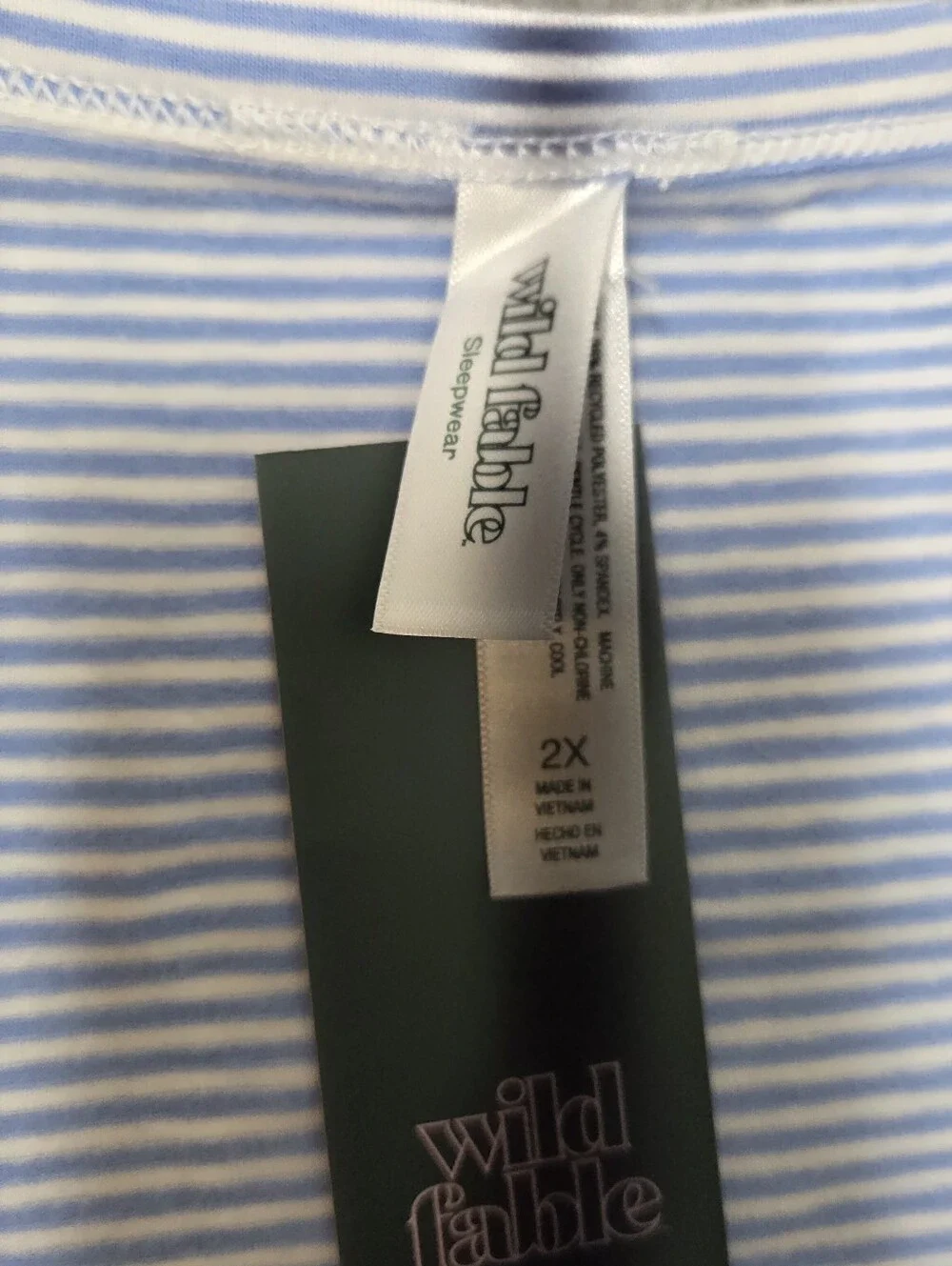 Wild Fable Light Blue Striped Ribbed Tank & Short Sleep Set 2X Nwt